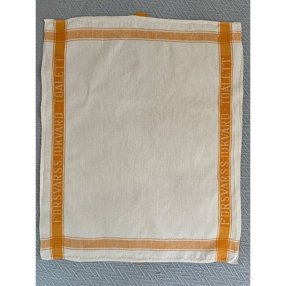 Vintage Sweden Military Hospital Pure Linen Hand Towel FORSVARSSJUKVÅRD-TOALETT - Picture 3 of 4